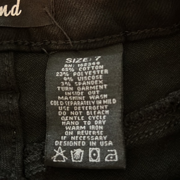 👖 NWT👖 Customized Black Denim with Animal Print Chiffon on Wide Legs. Size 7 - Picture 9 of 11